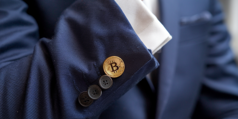 bitcoin btc cufflink blue suit gID 7